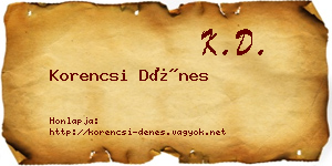 Korencsi Dénes névjegykártya