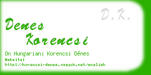 denes korencsi business card
