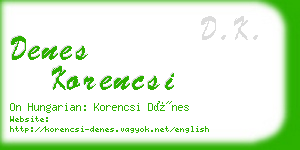 denes korencsi business card